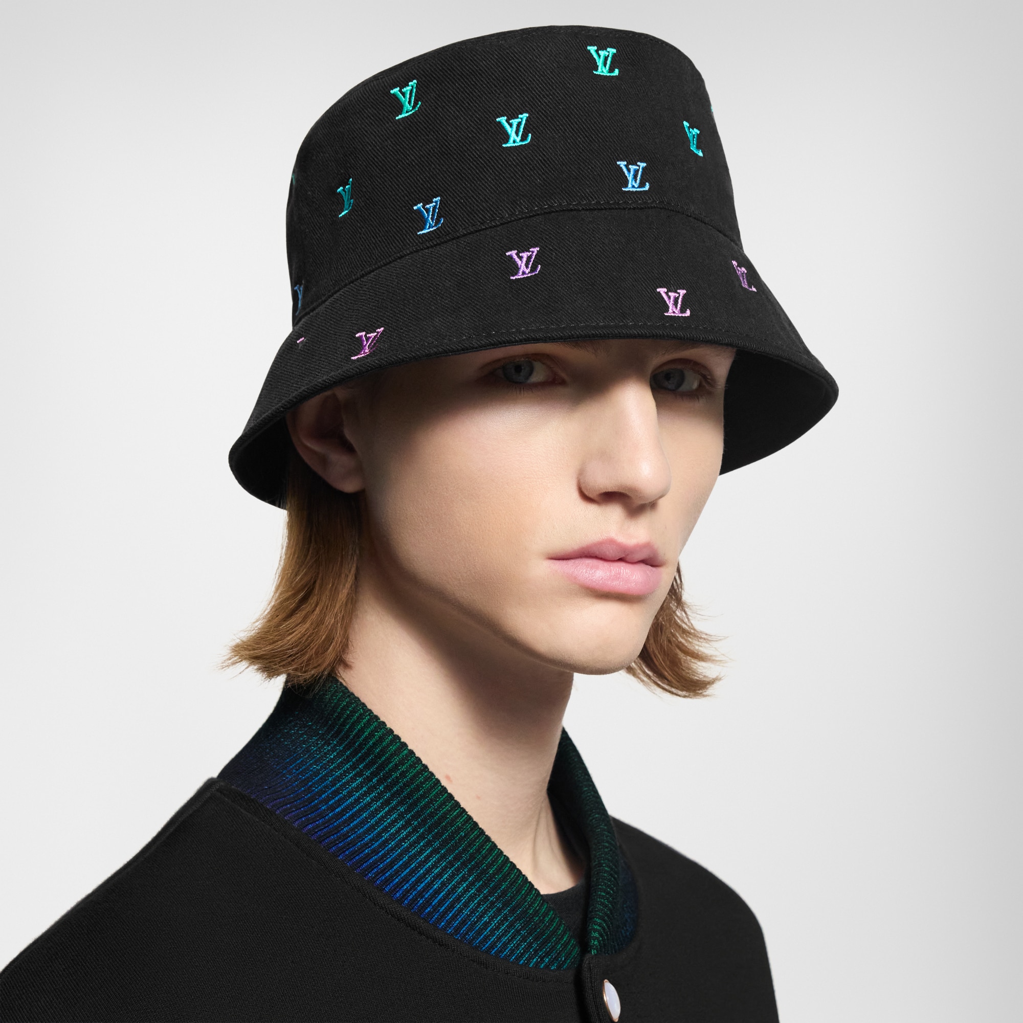 LV Blason Shading Denim Reversible Bucket Hat S00 - Men